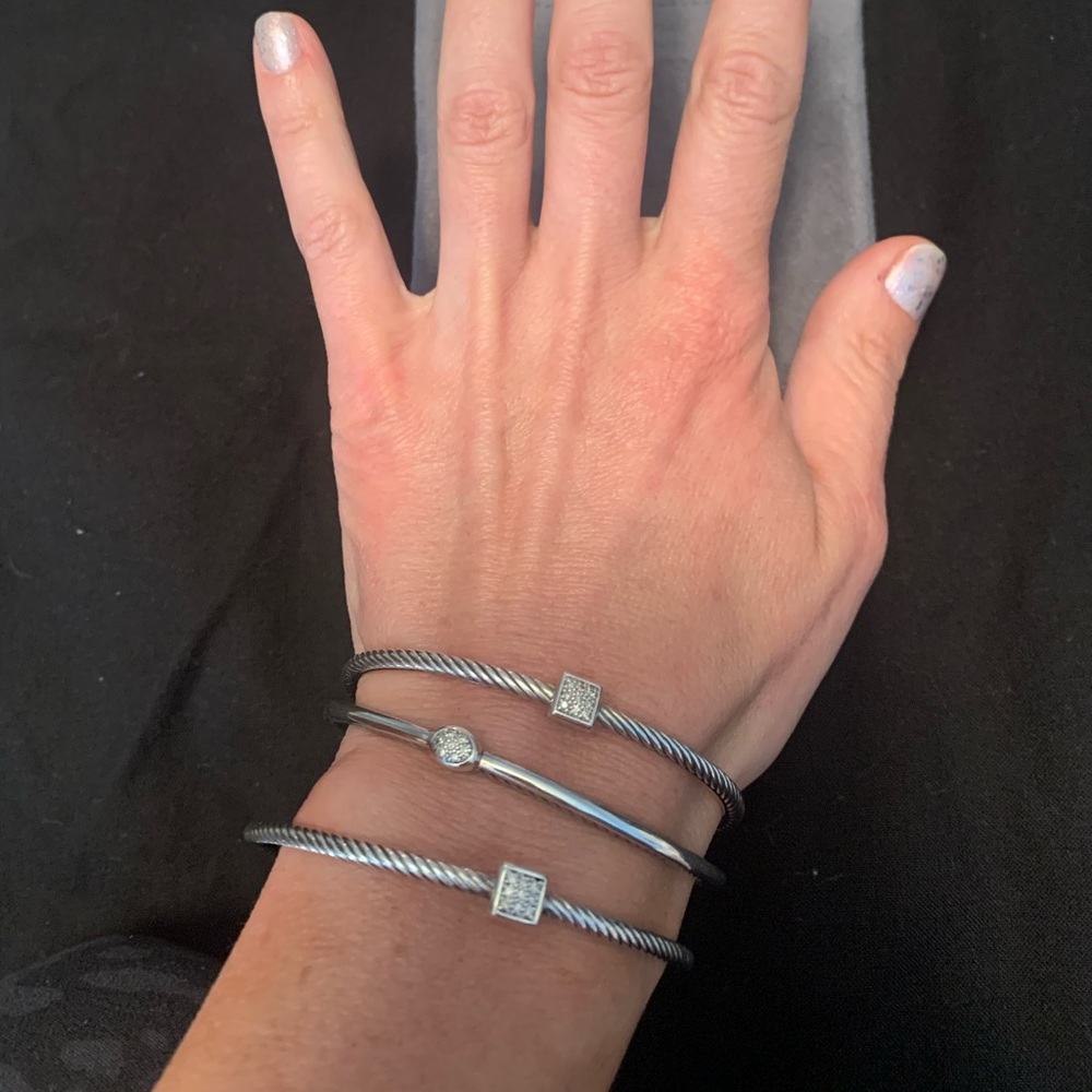 David Yurman sterling silver & Diamond bracelets